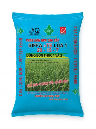 PHÂN BÓN NPK CAO CẤP BIFFA + TE LÚA 1 20 - 15 – 7