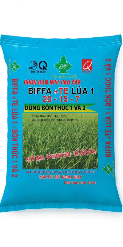 PHÂN BÓN NPK CAO CẤP BIFFA + TE LÚA 1 20 - 15 – 7