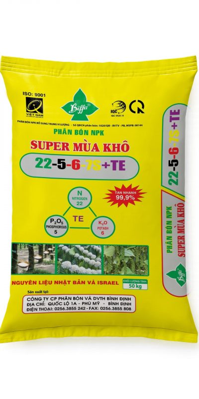 PHÂN BÓN NPK SUPER MÙA KHÔ 22-5-6-7S+TE